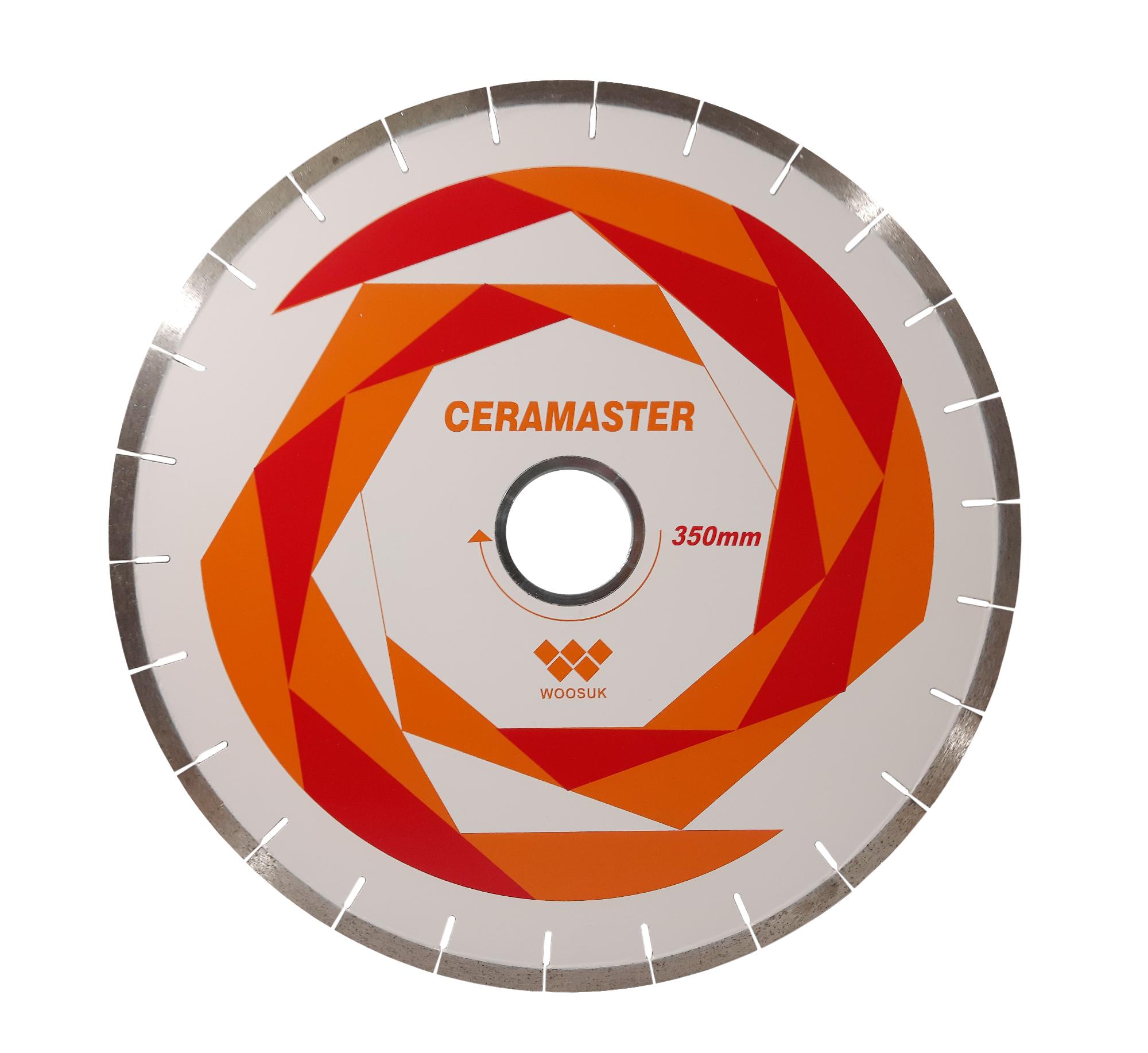 Отрезной алмазный круг по дектону CERAMASTER стальной корпус D350 мм